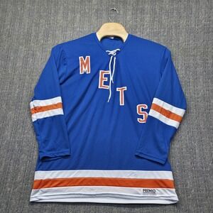 New York Mets Hockey Jersey Men's Large SGA 2023 Premio Blue Lace Up Stadium Pro